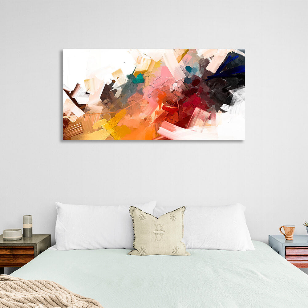 Abstraction white yellow red blue Abstraction Canvas Wall Art Print