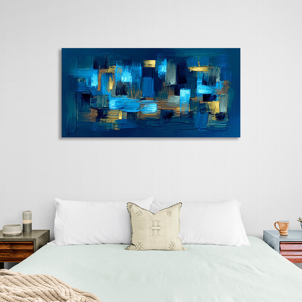 Abstraktion blau gelb blau Abstraktion Leinwand Wand Kunstdruck