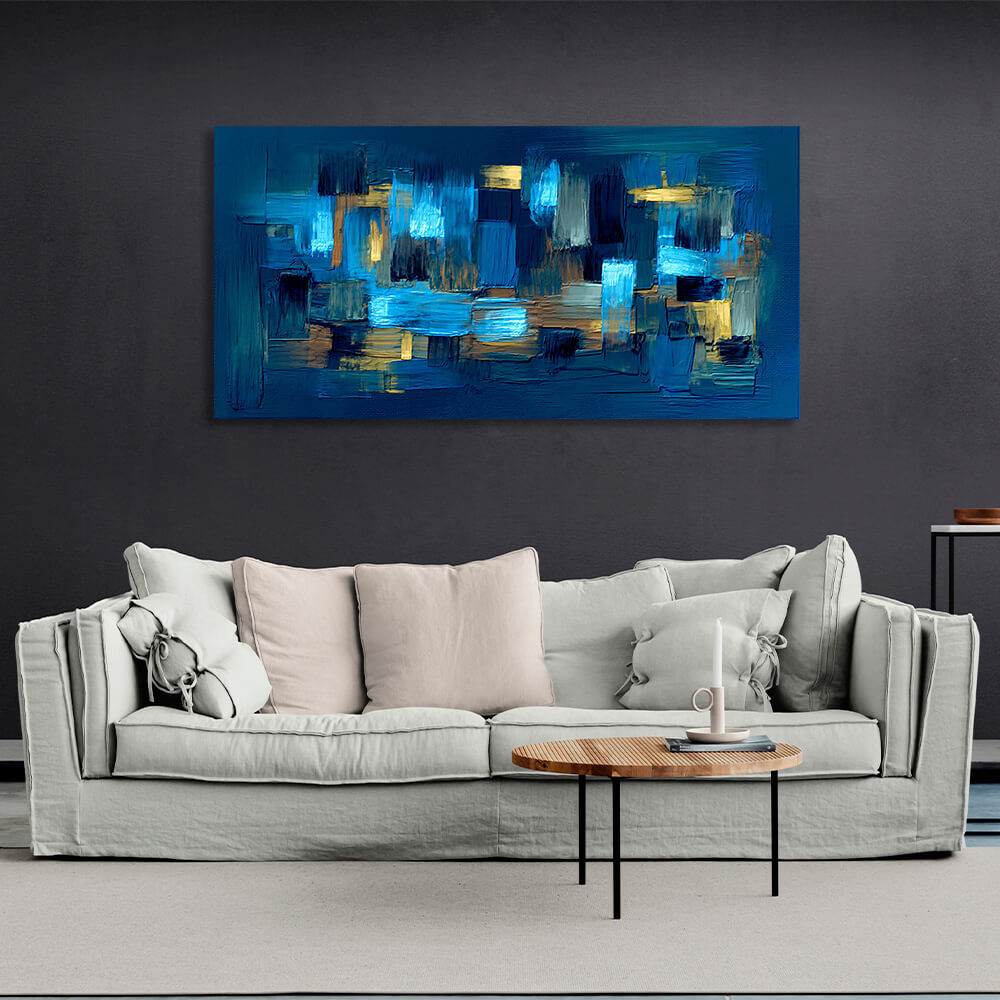 Abstraction blue yellow blue Abstraction Canvas Wall Art Print