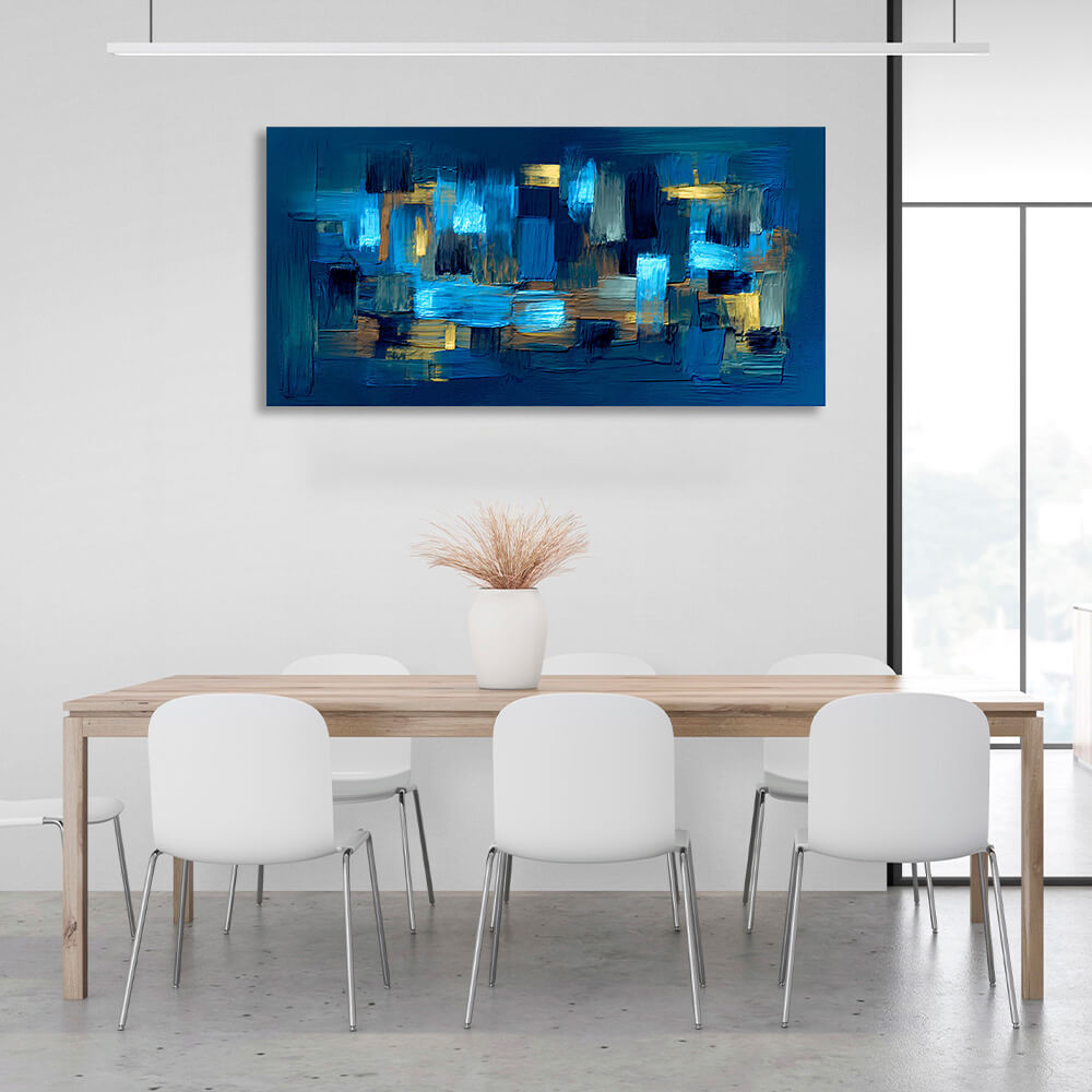 Abstraction blue yellow blue Abstraction Canvas Wall Art Print