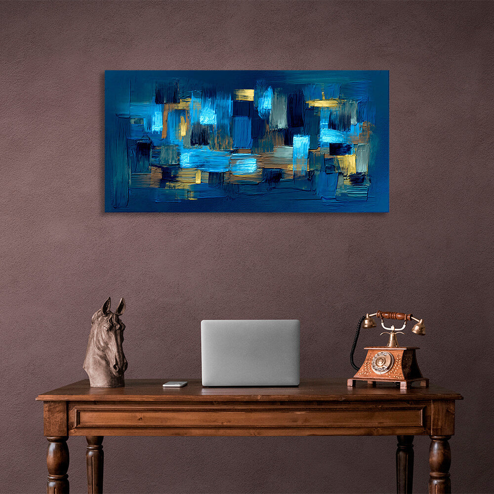 Abstraktion blau gelb blau Abstraktion Leinwand Wand Kunstdruck