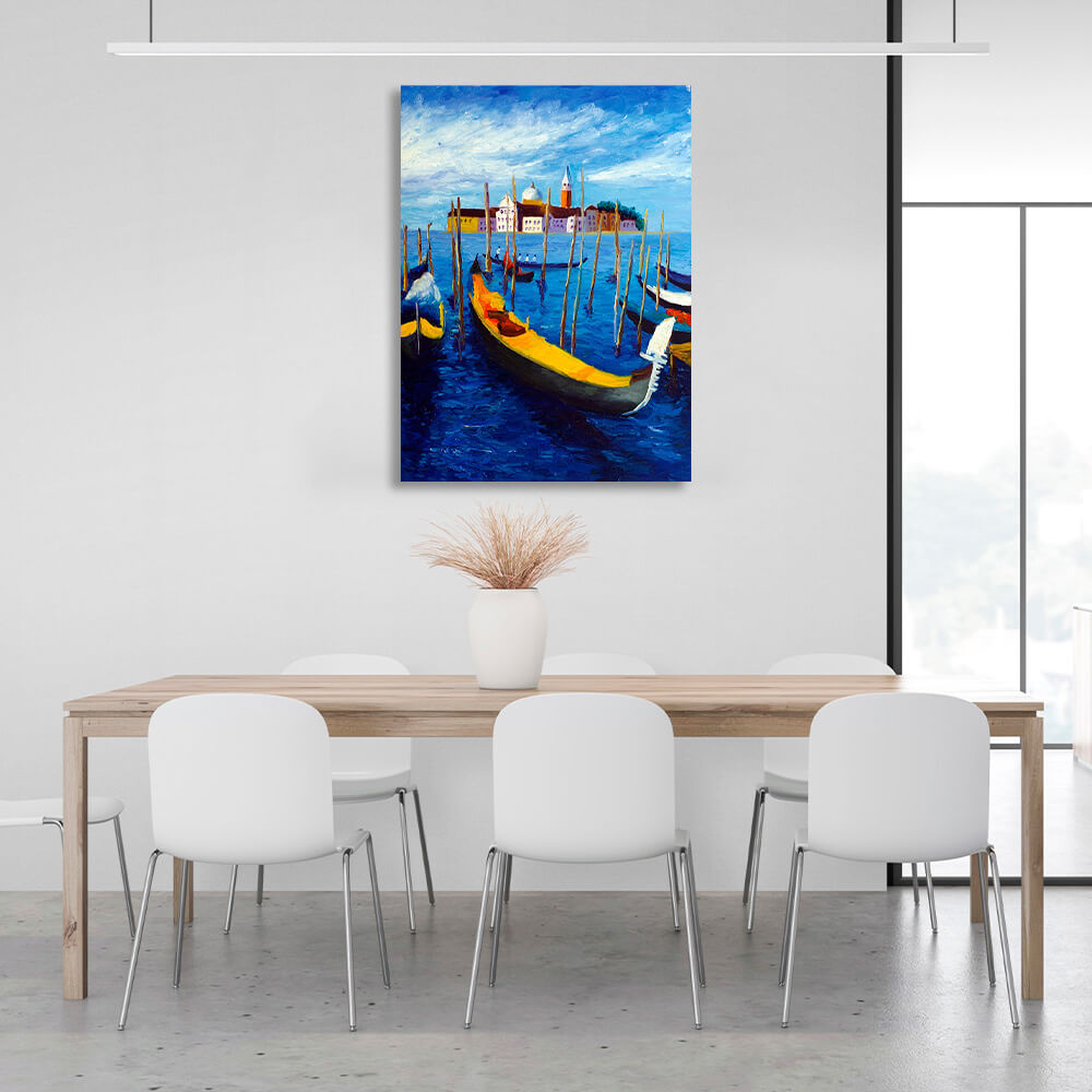 Boats in the blue sea Canvas Wall Art Print