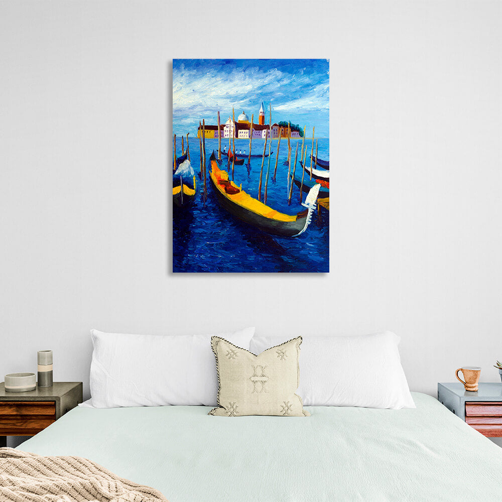 Boats in the blue sea Canvas Wall Art Print