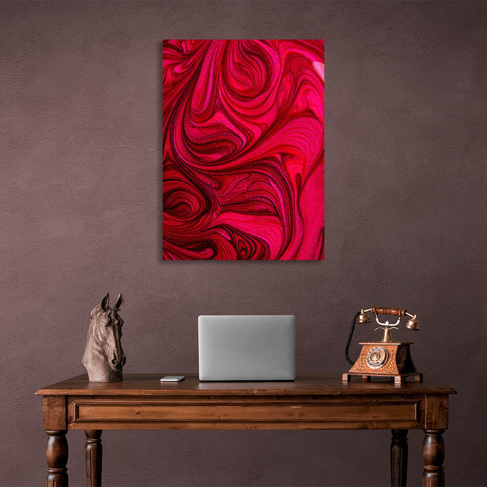 Abstraction in red pink and black Abstraction Canvas Wall Art Print