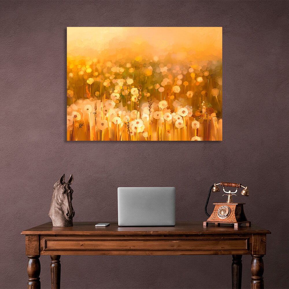 Abstract field of dandelions Canvas Wall Art Print