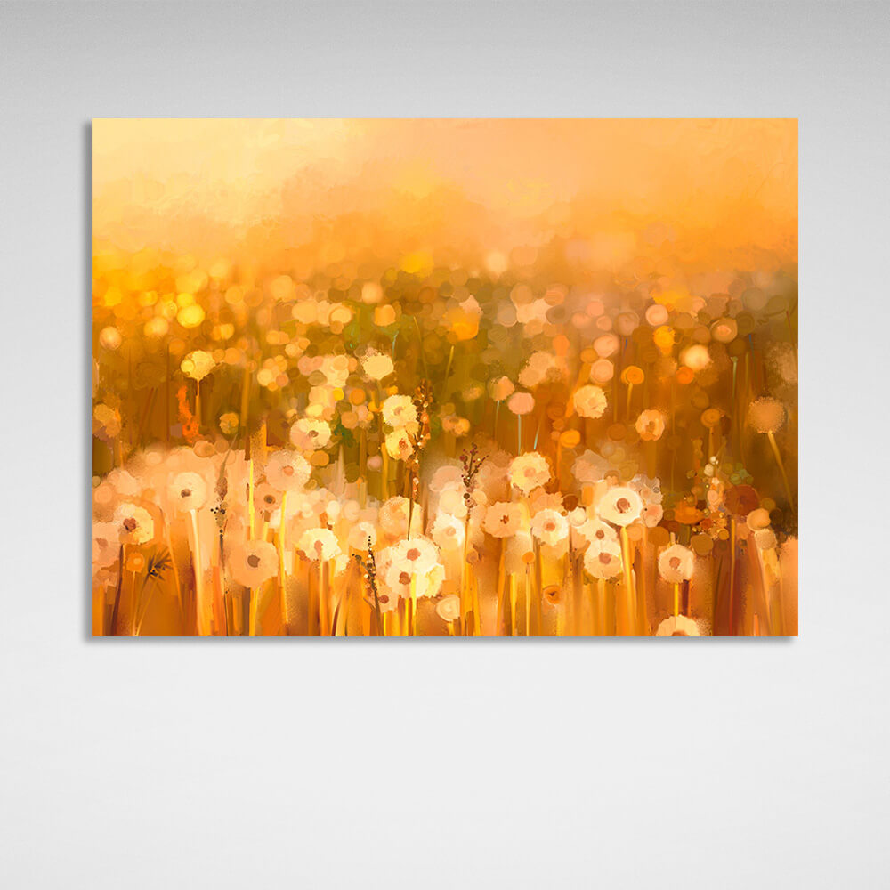 Abstract field of dandelions Canvas Wall Art Print