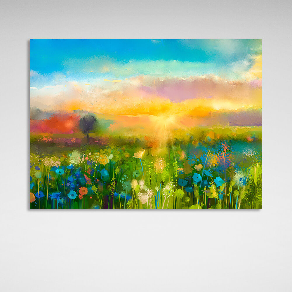 Leinwandbild „Wildblumen bei Sonnenaufgang“