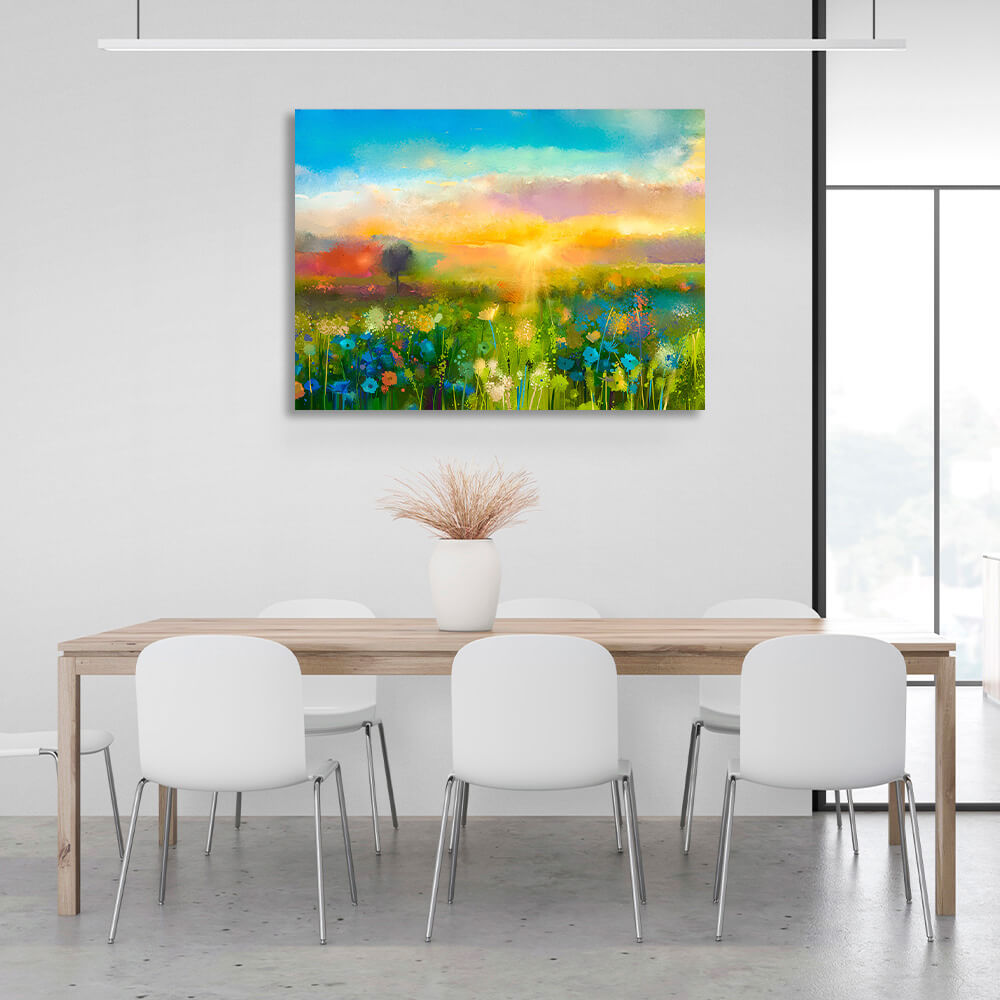 Leinwandbild „Wildblumen bei Sonnenaufgang“