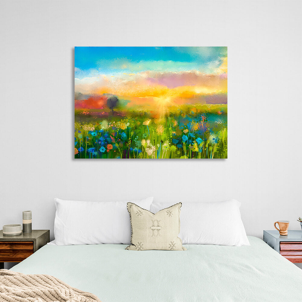 Leinwandbild „Wildblumen bei Sonnenaufgang“