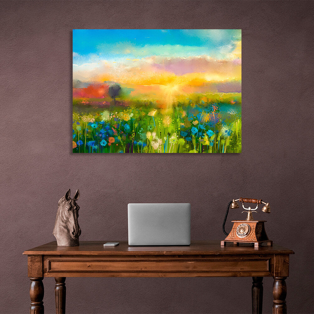 Leinwandbild „Wildblumen bei Sonnenaufgang“