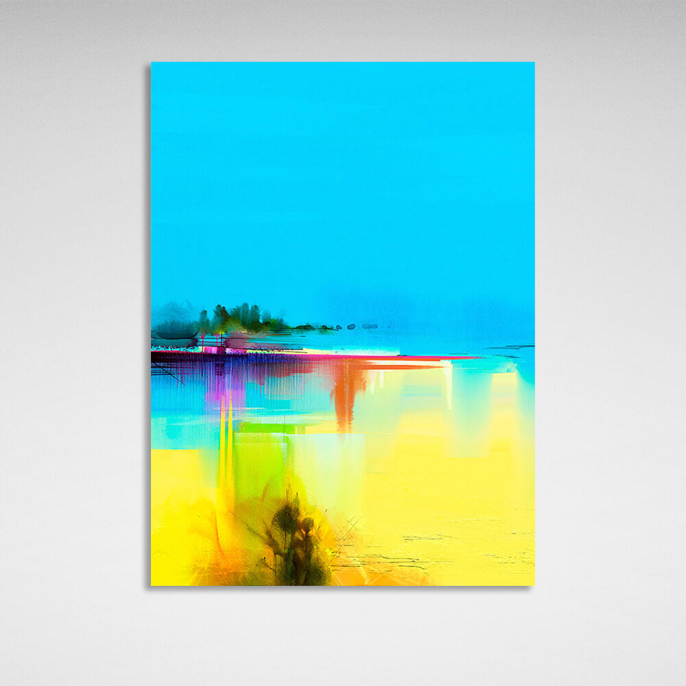 Abstraction In blue and yellow Abstraction Canvas Wall Art Print