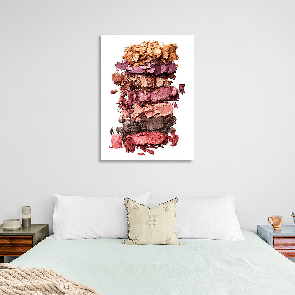 Colored eyeshadow on a white background Canvas Wall Art Print