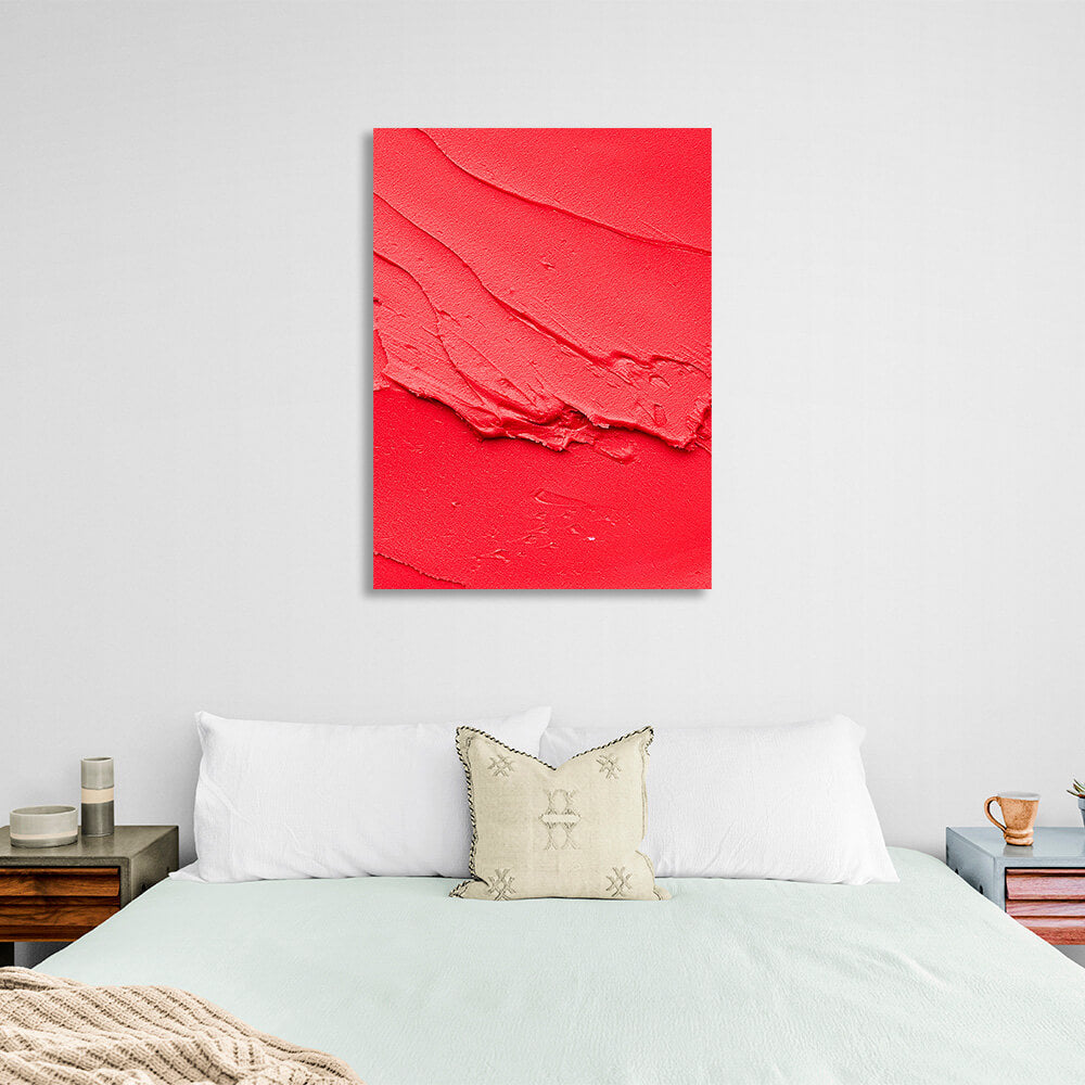 Kunstdruck auf Leinwand mit roter Farbe