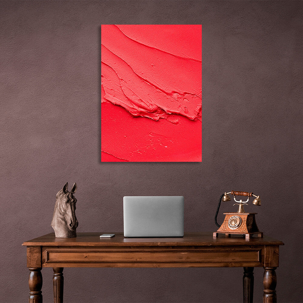 Kunstdruck auf Leinwand mit roter Farbe