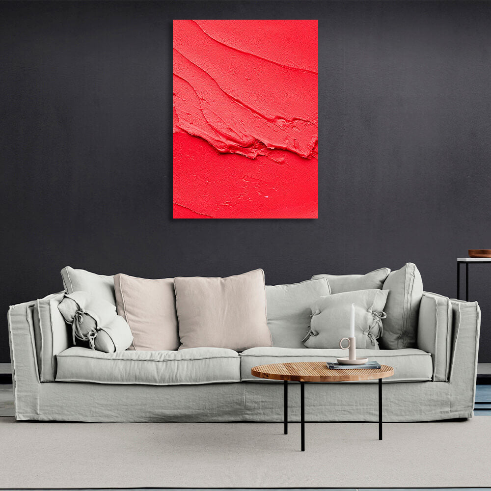 Kunstdruck auf Leinwand mit roter Farbe