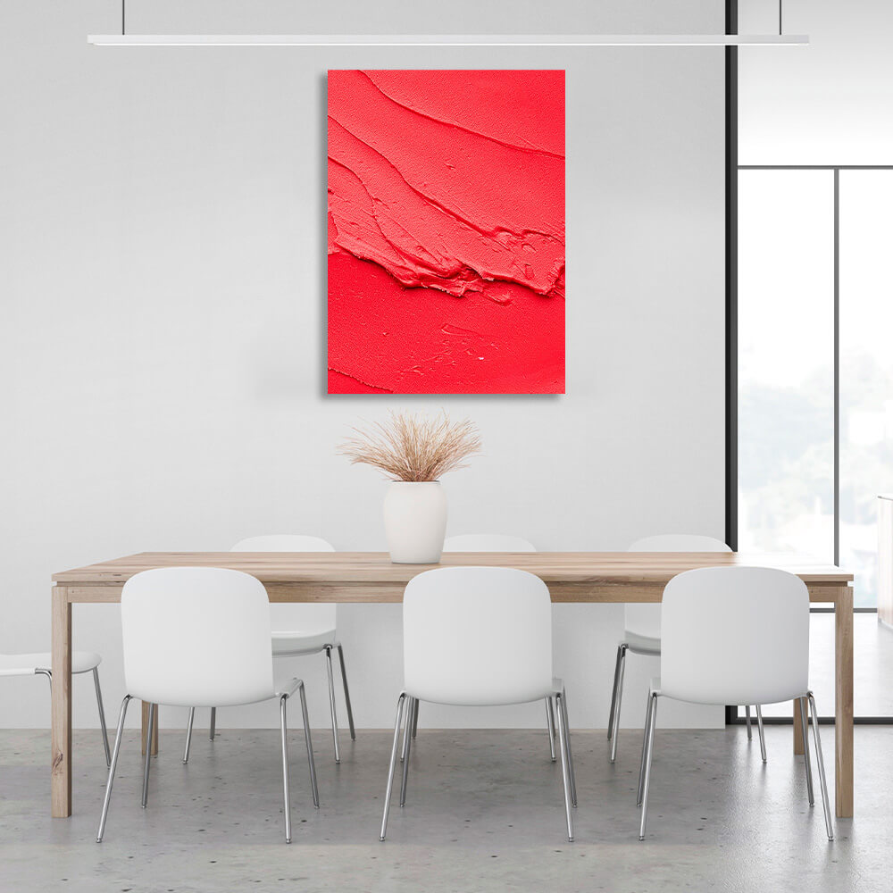 Kunstdruck auf Leinwand mit roter Farbe