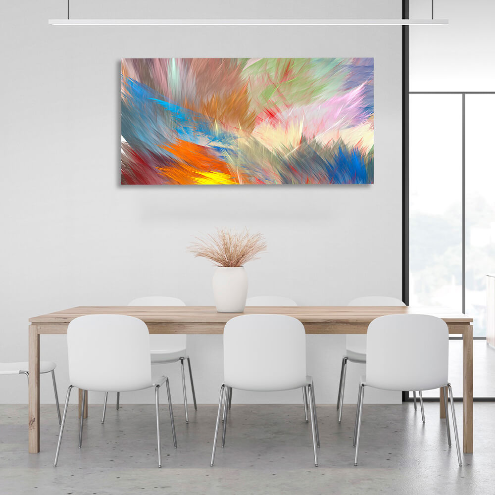 Abstraction rainbow feathers Canvas Wall Art Print