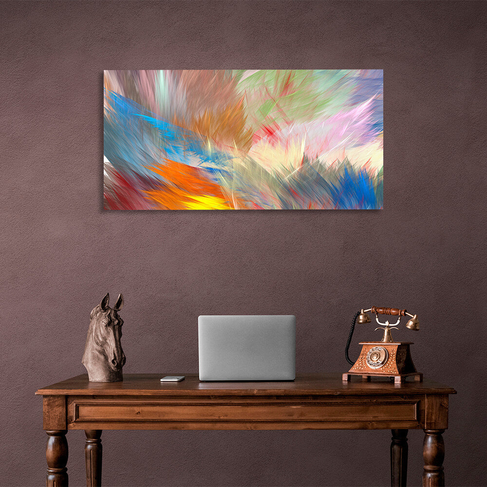 Abstraction rainbow feathers Canvas Wall Art Print