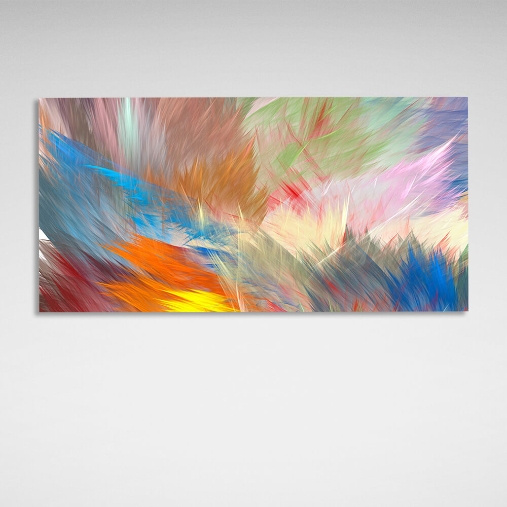 Abstraction rainbow feathers Canvas Wall Art Print