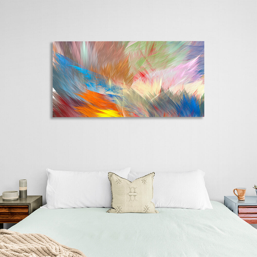 Abstraction rainbow feathers Canvas Wall Art Print