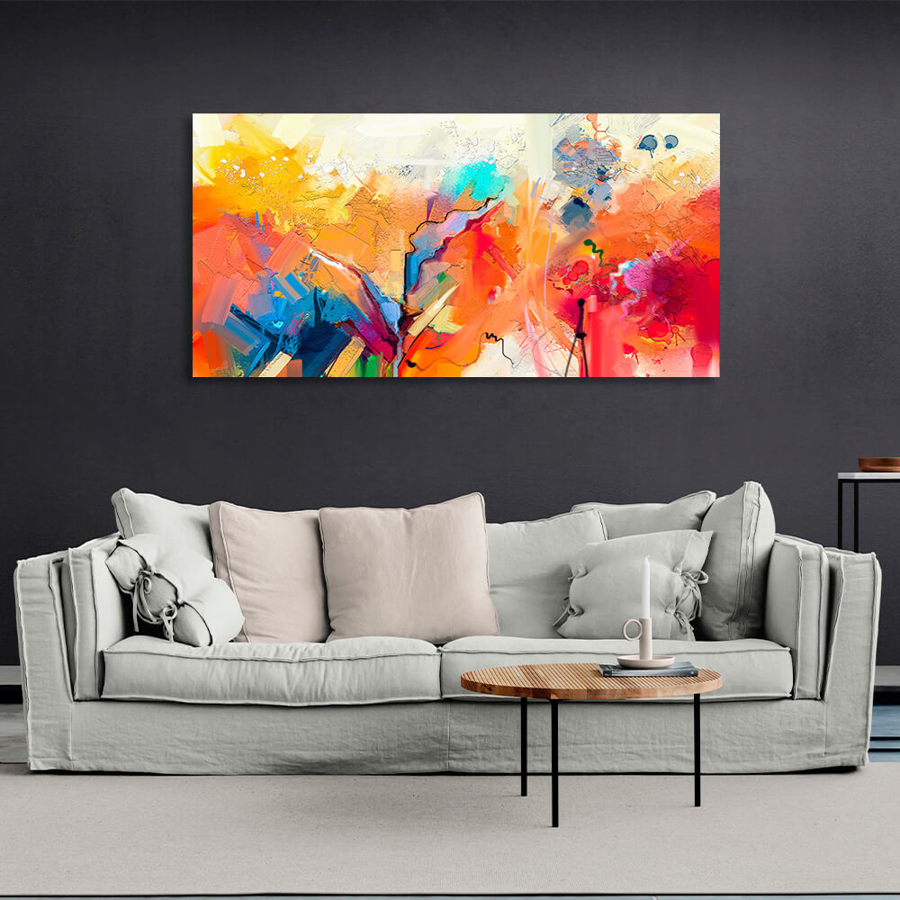 Abstraction red blue yellow Abstraction Canvas Wall Art Print