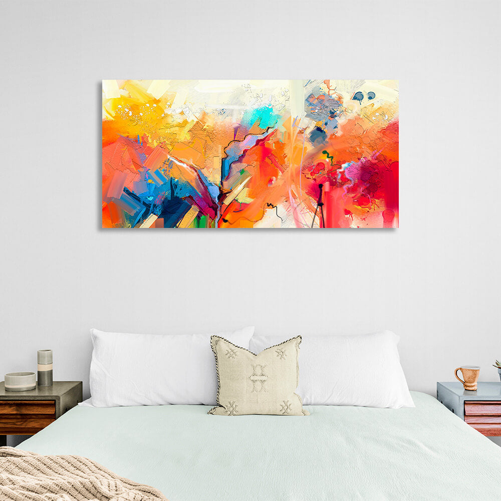 Abstraction red blue yellow Abstraction Canvas Wall Art Print