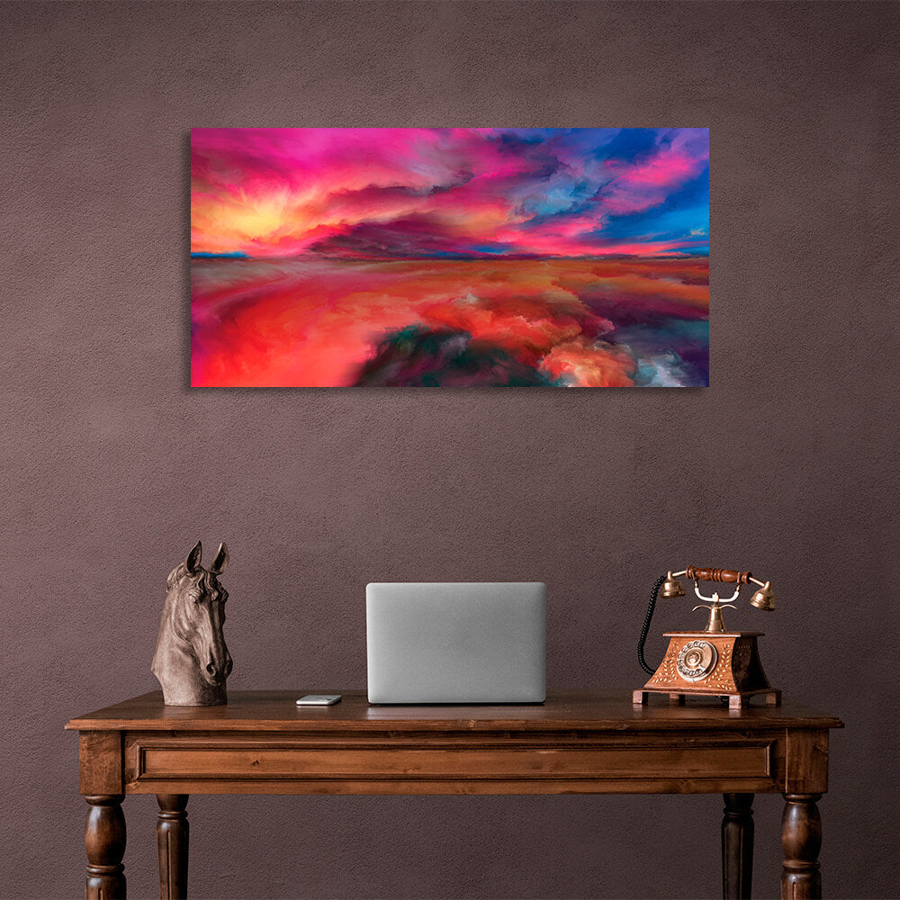 Abstraction rainbow clouds of bright colors Abstraction Canvas Wall Art Print