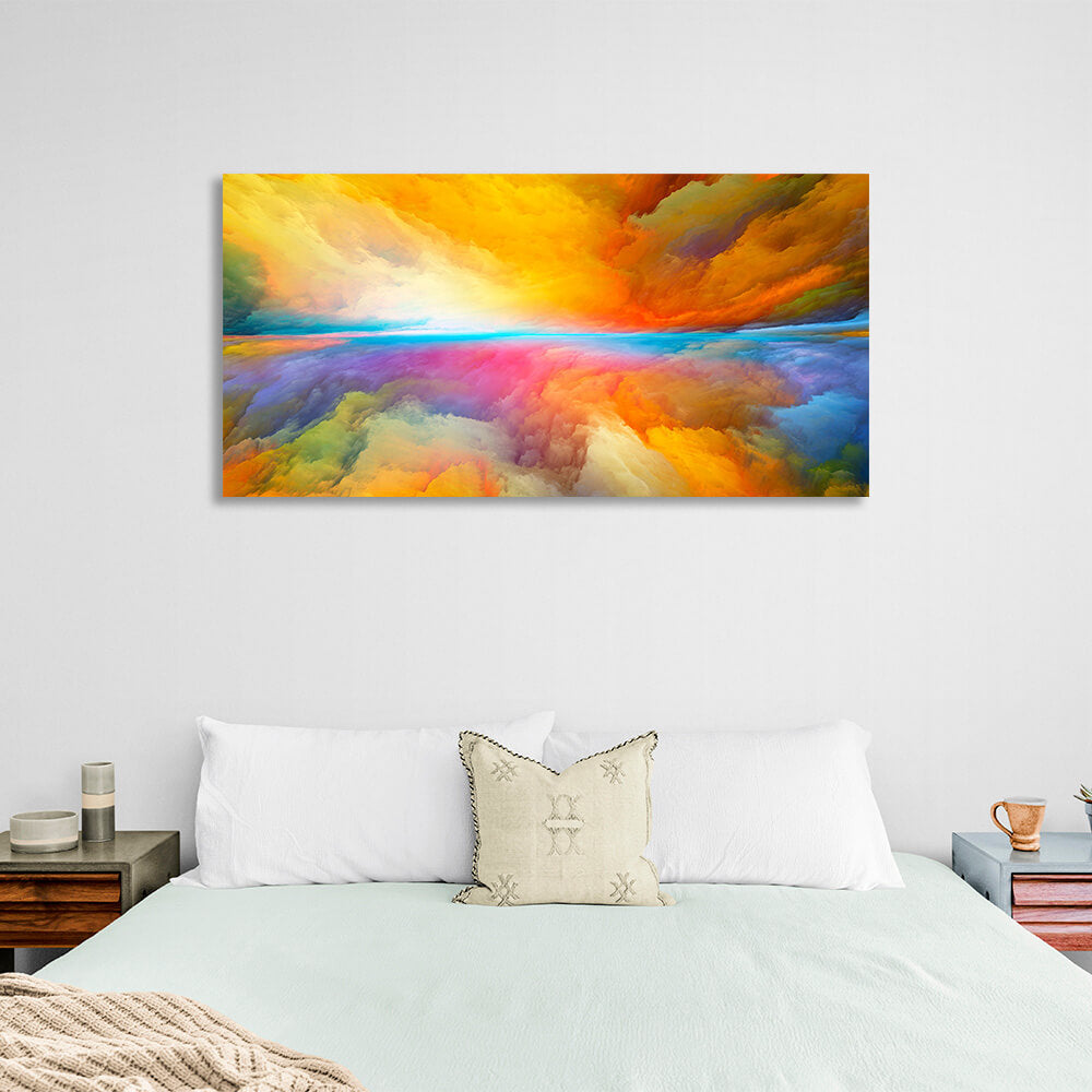 Abstraction pink blue yellow yellow blue colors Abstraction Canvas Wall Art Print