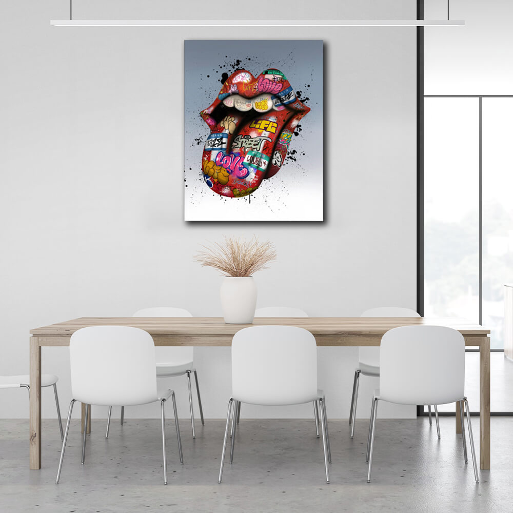 Graffiti lips Canvas Wall Art Print