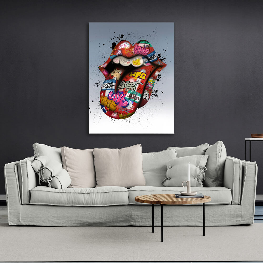 Graffiti lips Canvas Wall Art Print