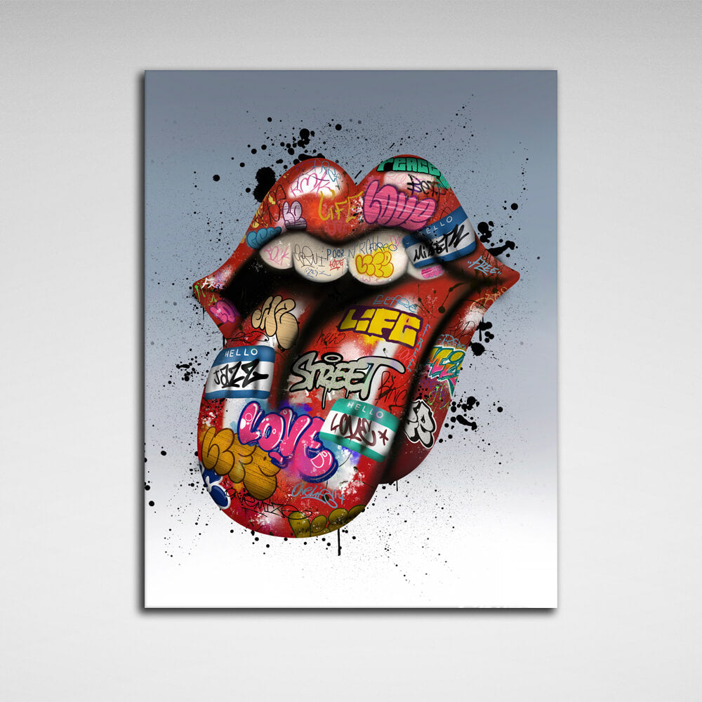 Leinwandbild „Graffiti-Lippen“