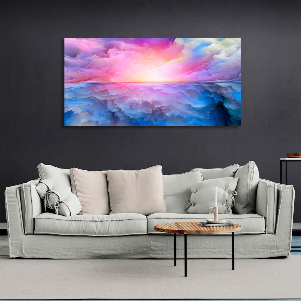 Abstraction in blue and pink colors Abstraction Canvas Wall Art Print