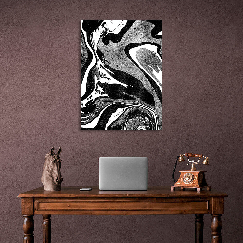 Abstraction black, white and gray Abstraction Canvas Wall Art Print