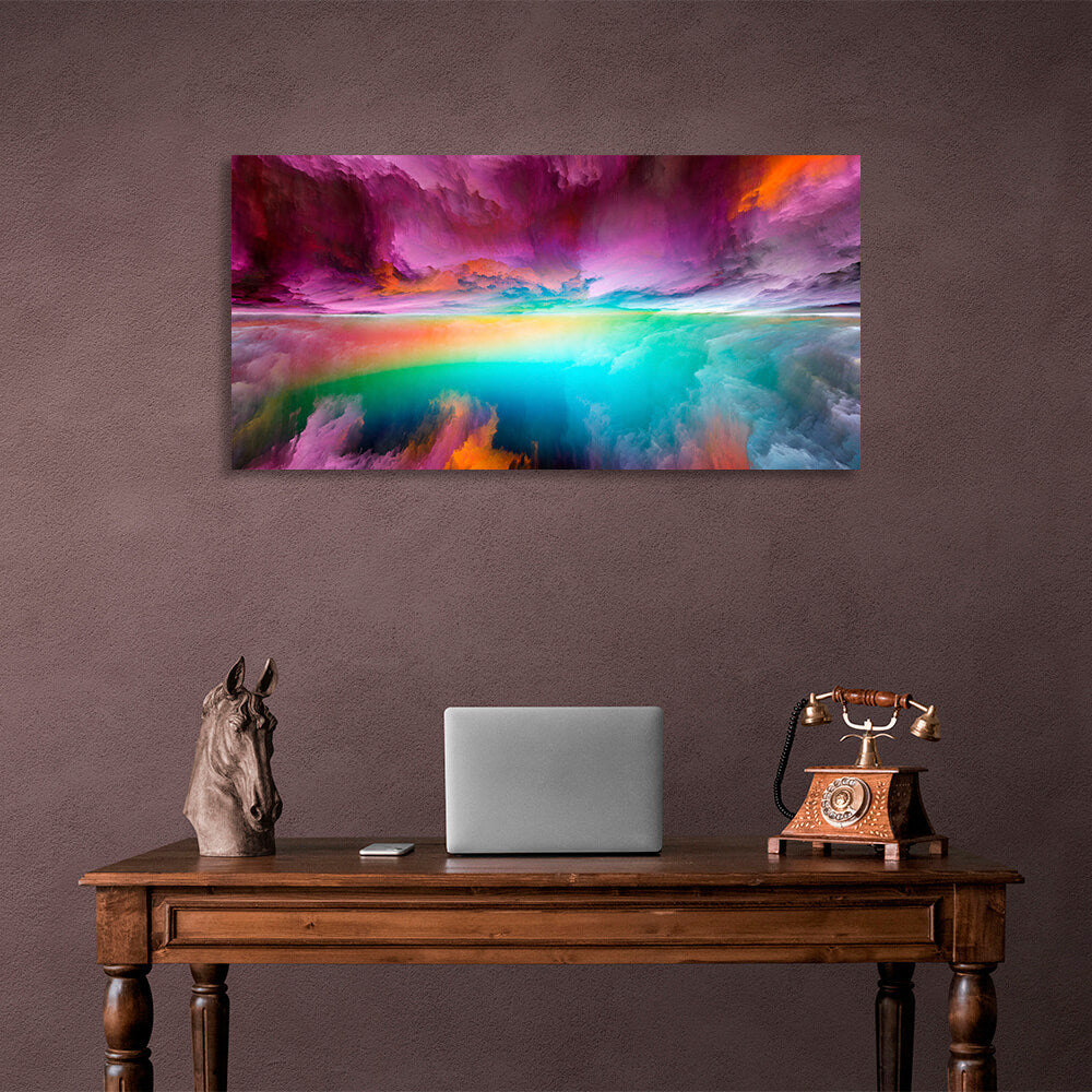 Abstraction in purple red and turquoise Abstraction Canvas Wall Art Print