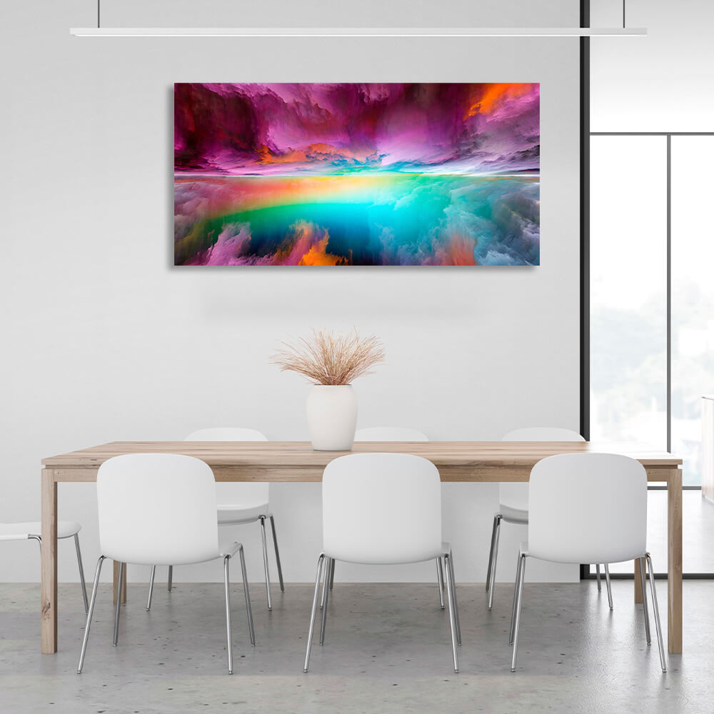 Abstraction in purple red and turquoise Abstraction Canvas Wall Art Print