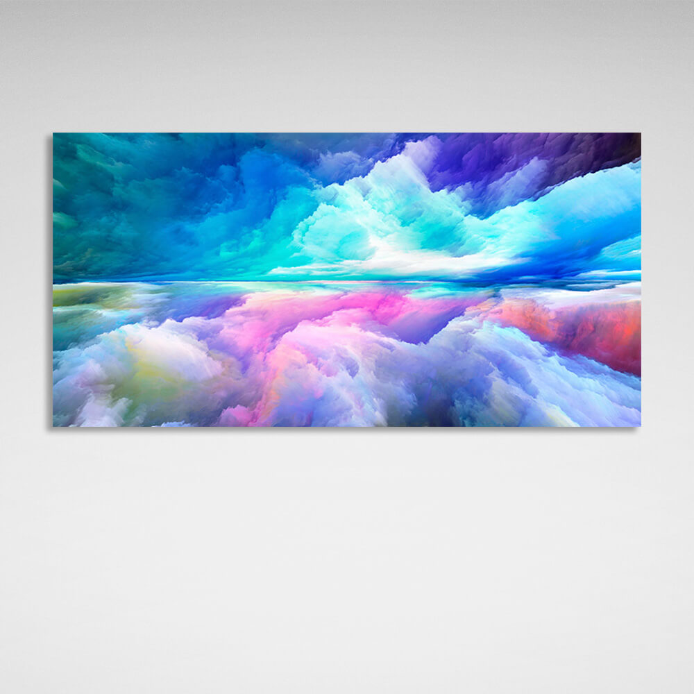 Abstraction in blue purple and pink Abstraction Canvas Wall Art Print