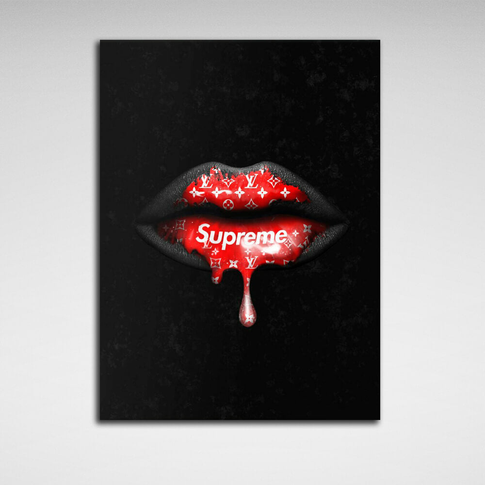 Supreme lips Canvas Wall Art Print