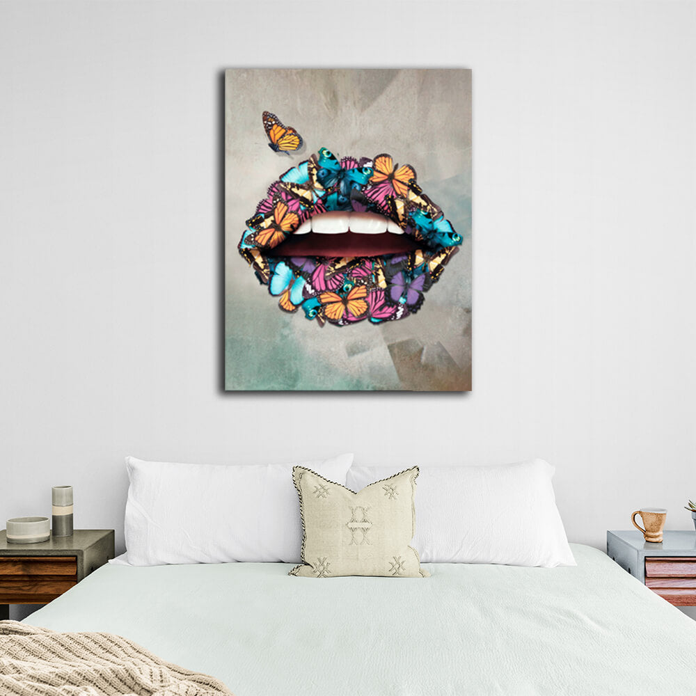 Butterfly lips Canvas Wall Art Print