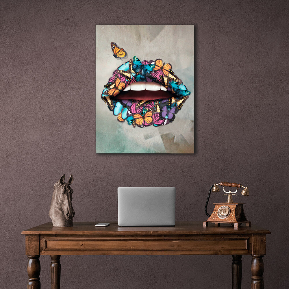 Butterfly lips Canvas Wall Art Print