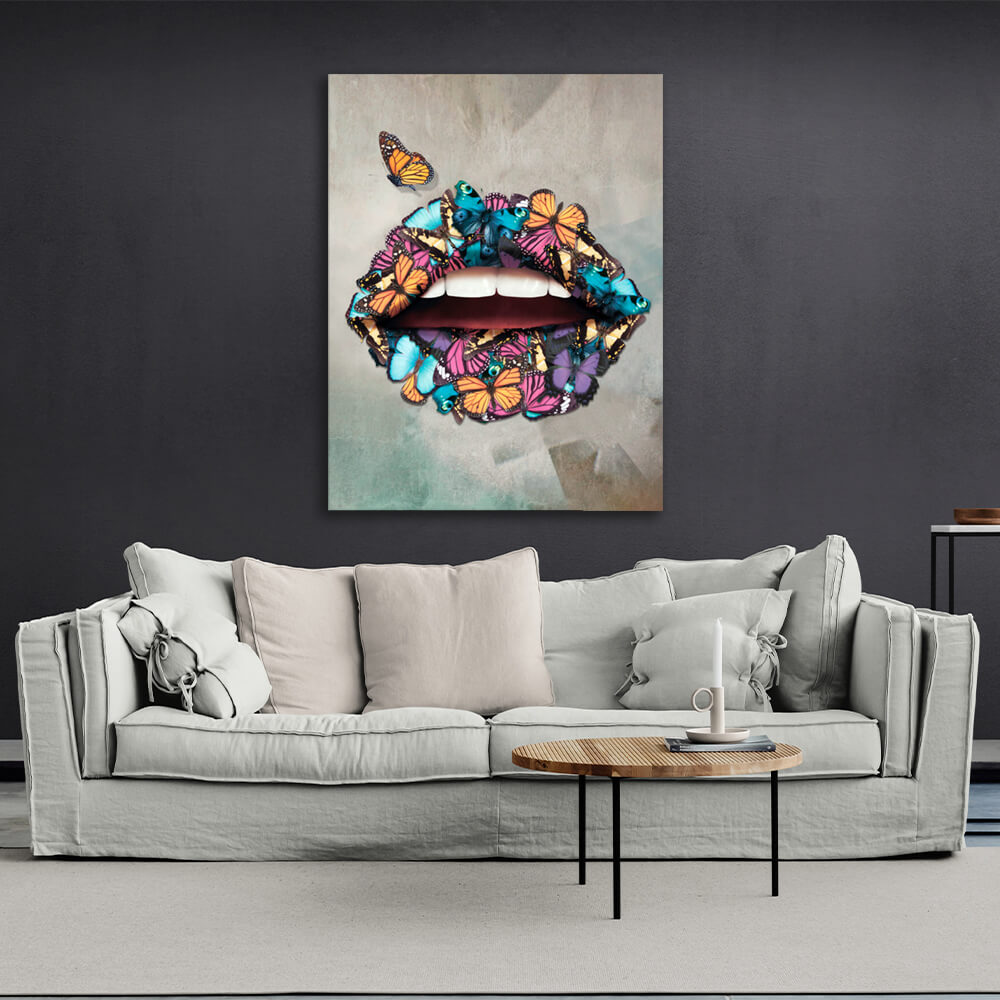 Butterfly lips Canvas Wall Art Print