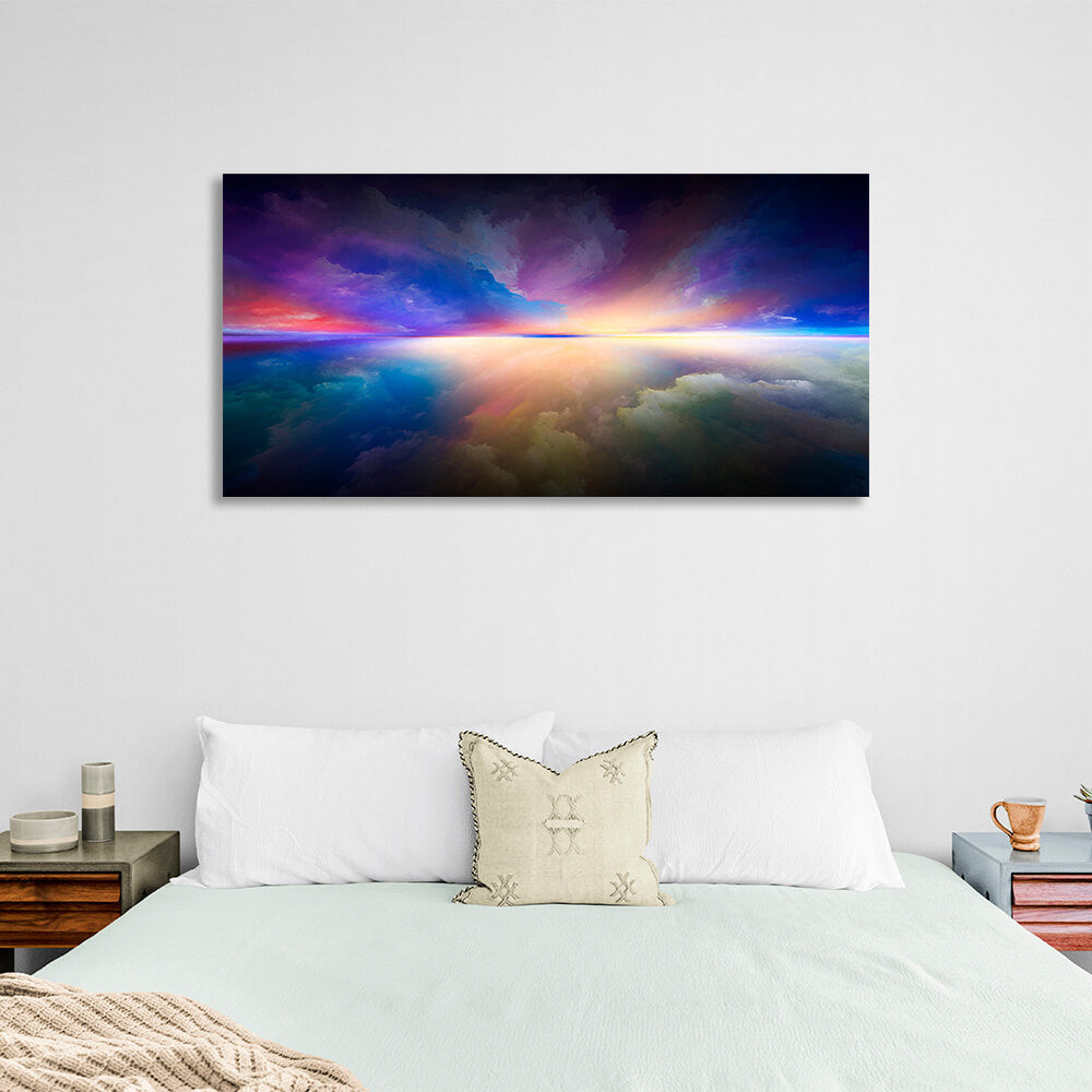 Abstraction in dark colors with bright hues in the center Abstraction Canvas Wall Art Print