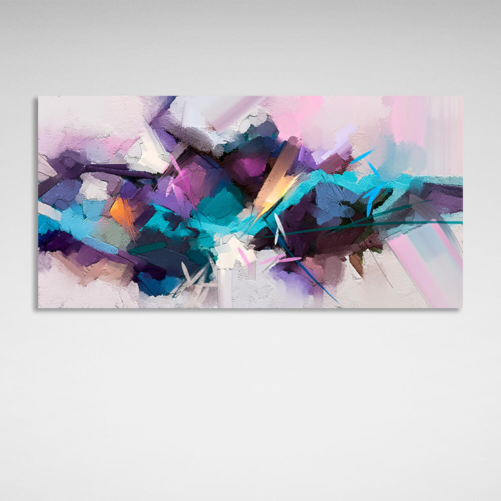 Abstraction strokes of beige and purple Abstraction Canvas Wall Art Print