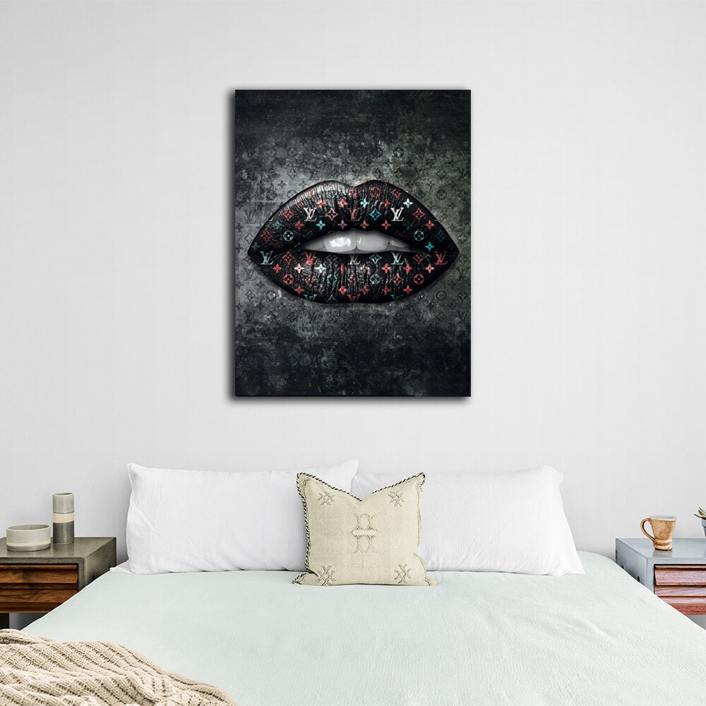 Lippen LV Farbe Leinwand Wand Kunstdruck