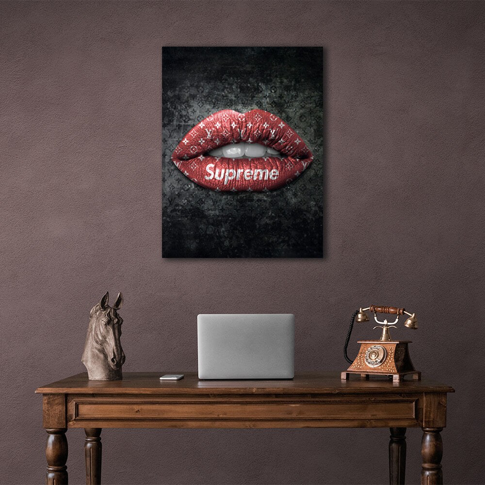 Lippen LV Rot Leinwand Wand Kunstdruck