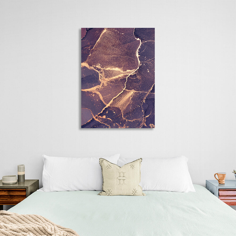 Gently purple abstract with gold lines Abstraction Canvas Wall Art Print