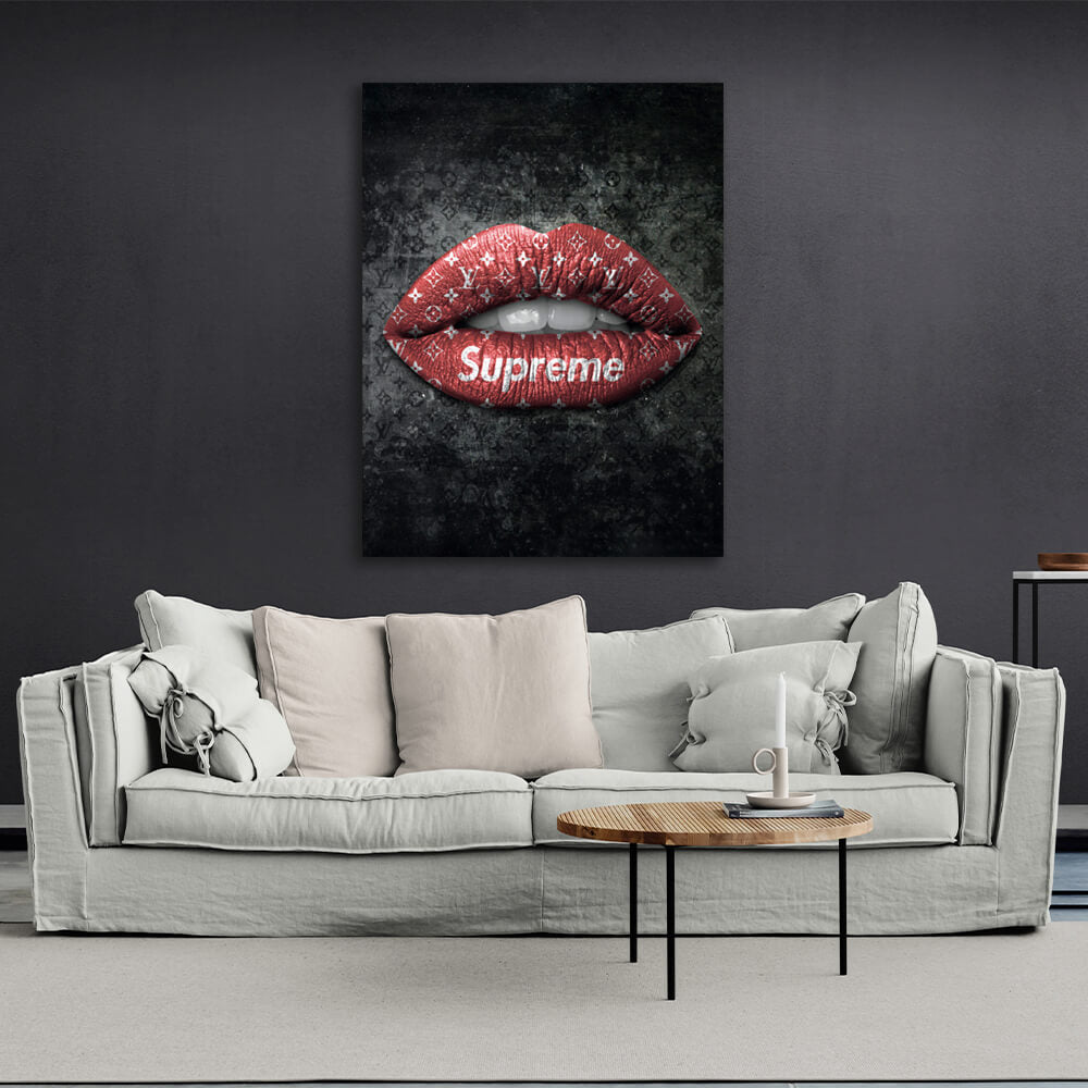 Lippen LV Rot Leinwand Wand Kunstdruck