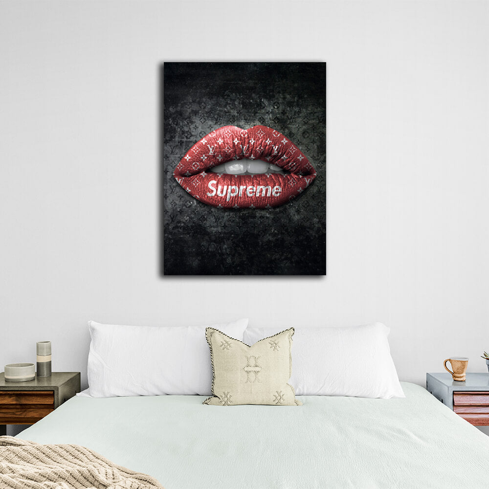 Lippen LV Rot Leinwand Wand Kunstdruck