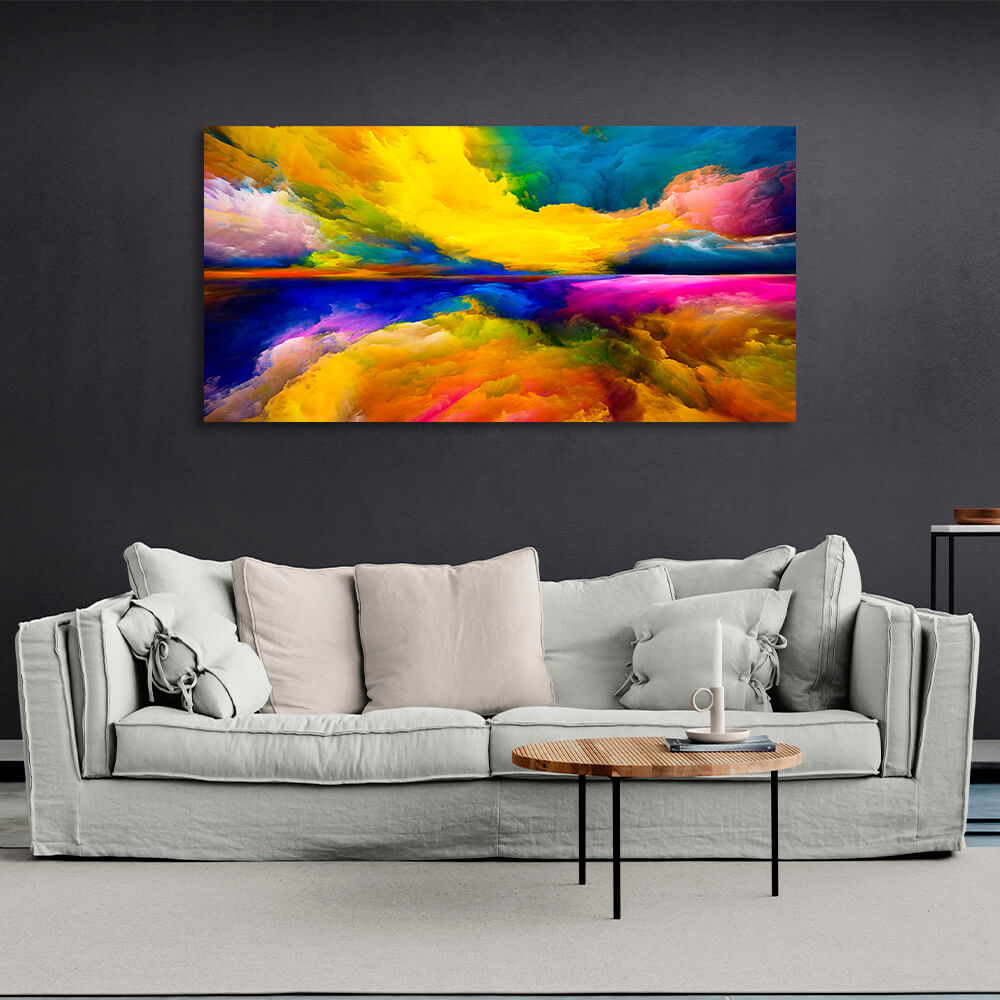 A bright abstract with a pronounced yellow color Abstraction Canvas Wall Art Print