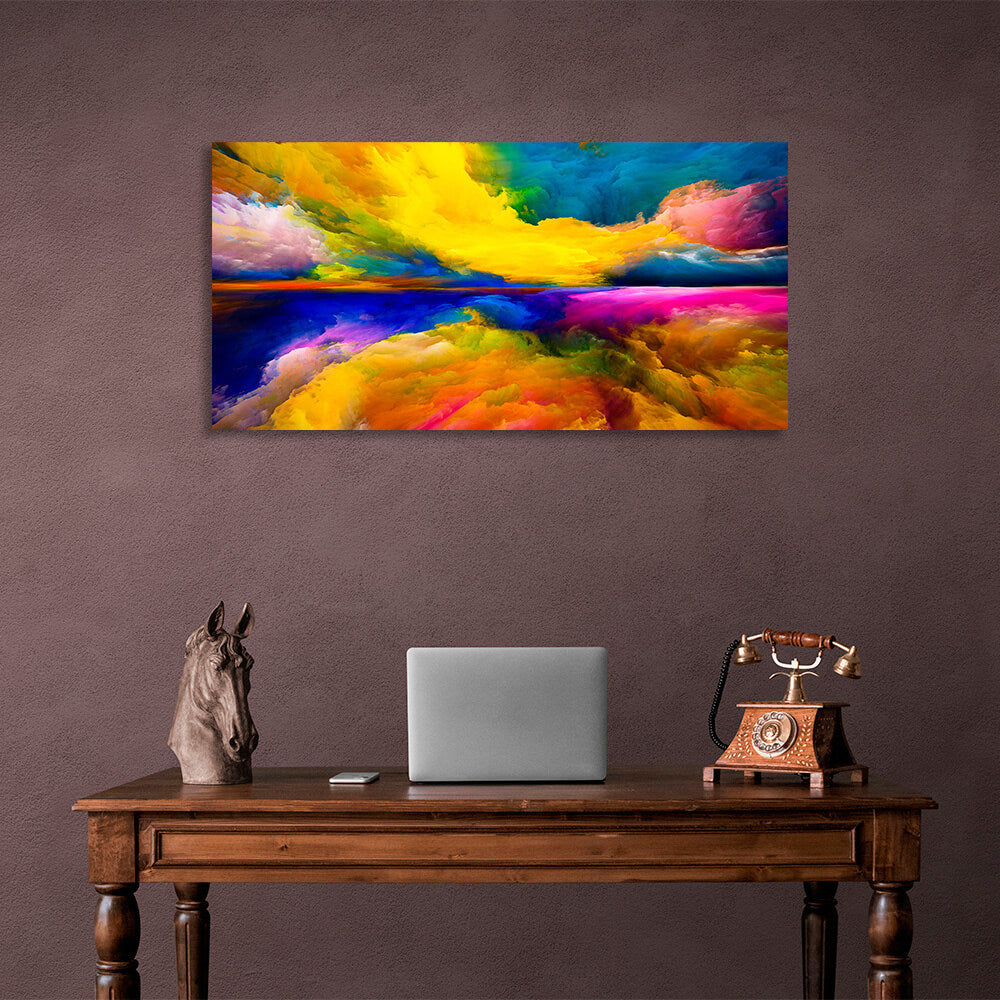 A bright abstract with a pronounced yellow color Abstraction Canvas Wall Art Print