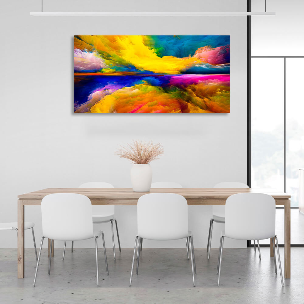 A bright abstract with a pronounced yellow color Abstraction Canvas Wall Art Print